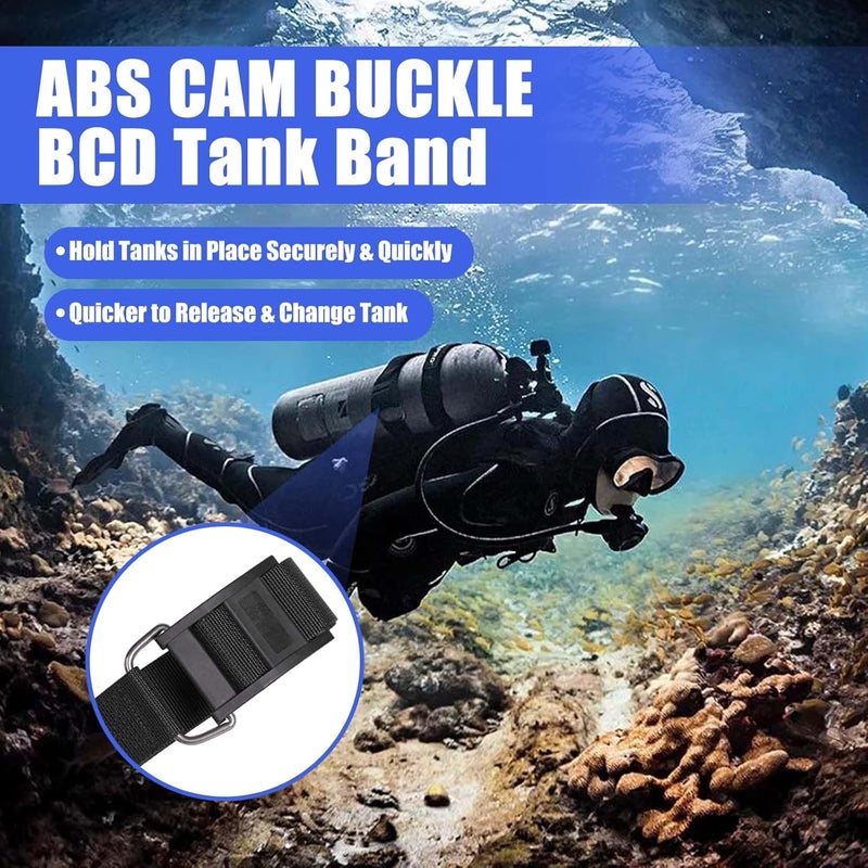 JUSTOOP Store Scuba Diving BCD Tank Band, Adjustable and Durable Dive Tank Strap with Cam Buckles and Non-Slip Pads for Underwater Diving, 2 Pack - Image 2